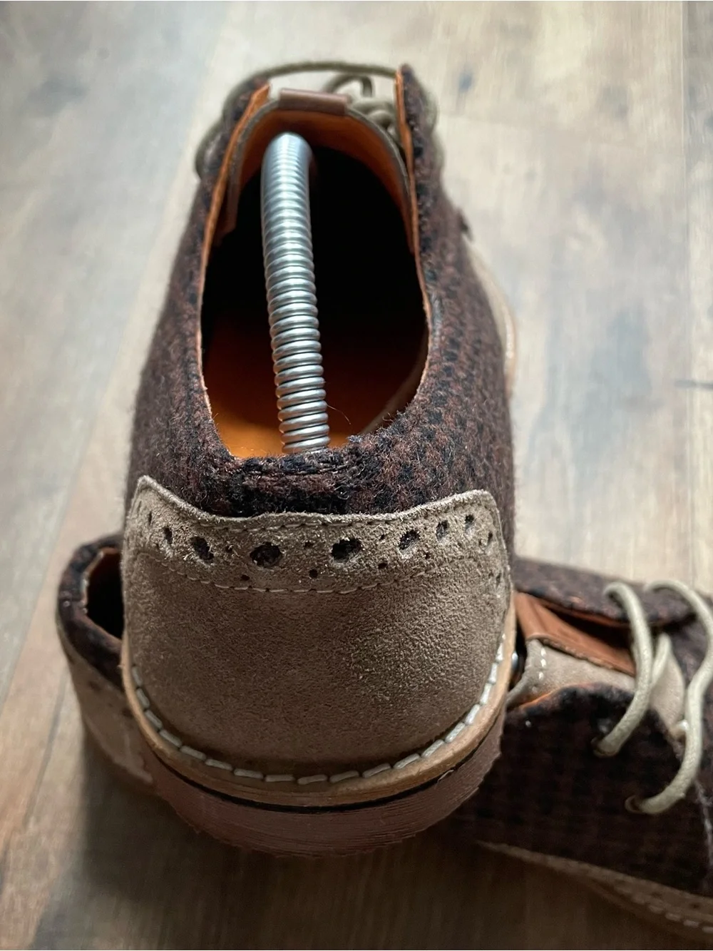 Ben Sherman Brown Houndstooth & Tan Wingtip Derby